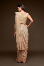 Women's Sequins Work Heavy Georgette Saree With Unstitched Blouse Peice (Latest-Sequins-Party-Saree, Free, Many Colors) - Image 2