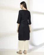 Women Zig-Zag Cross Stitch Embroidered Straight Kurta - Image 3